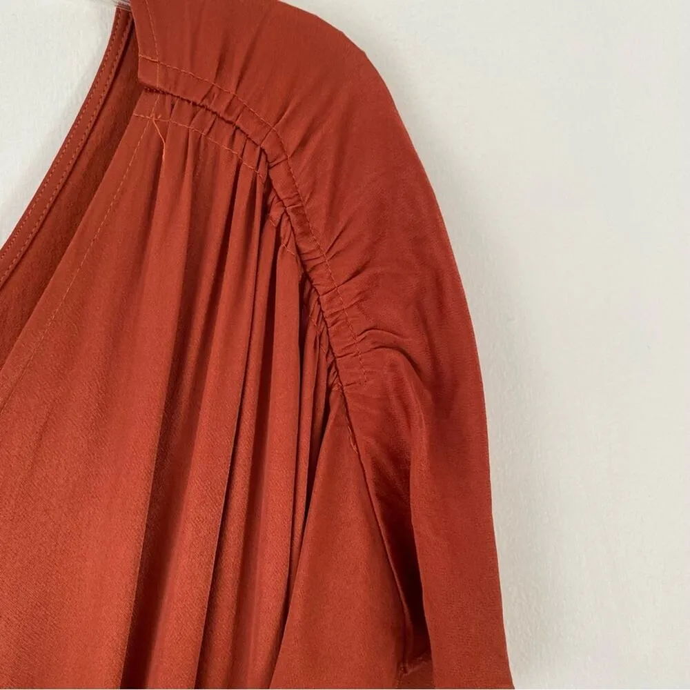 Free People Love and Feeling Midi Dress Metallic Bronze NWTs large Rust - Image 6