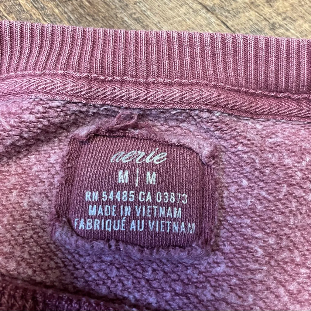 Aerie The Chill Crewneck Sweatshirt Women Medium Oversized Wine Long Sleeve Cozy - Image 2