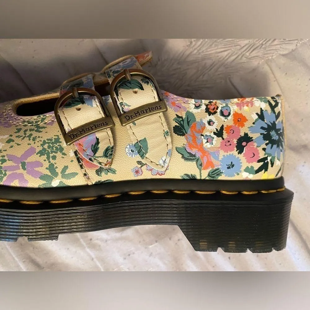 NWOT Dr. Martens 8065 Floral Mash Up Leather Mary Jane 'Parchment Beige Size 5 - Image 6