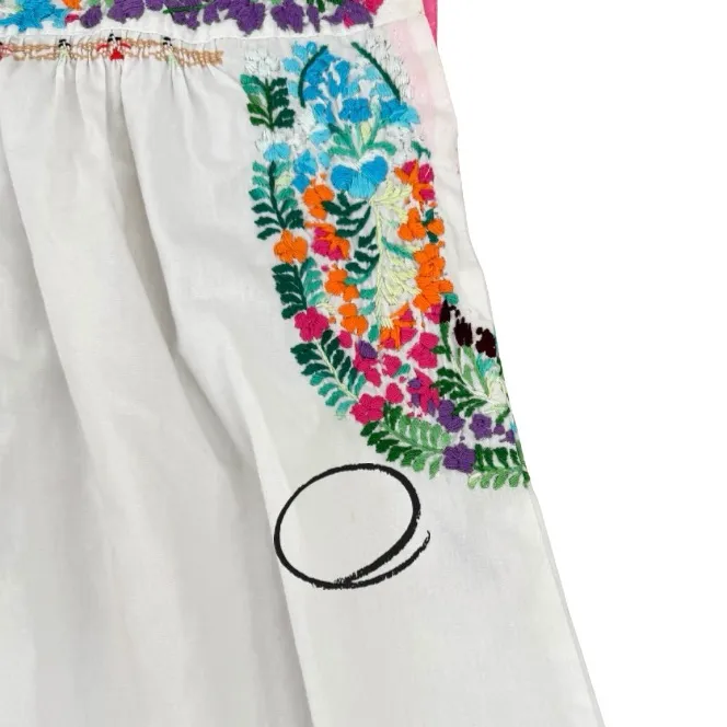 Mi Golondrina Sleeveless Embroidered Blouse Colorful Florals Small Artisan - Image 4