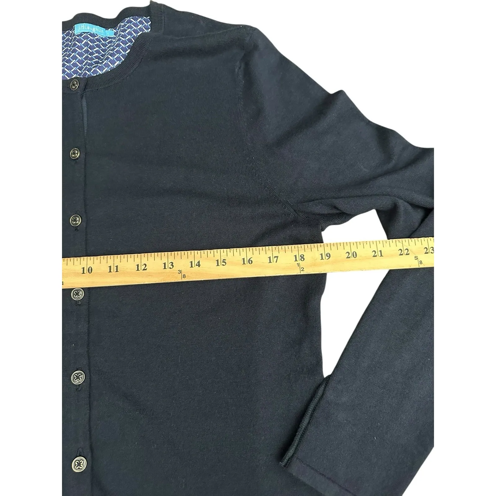 J. McLAUGHLIN Women's Large Cardigan Button Front Ribbed Cotton Blue #N1-6 - Image 4