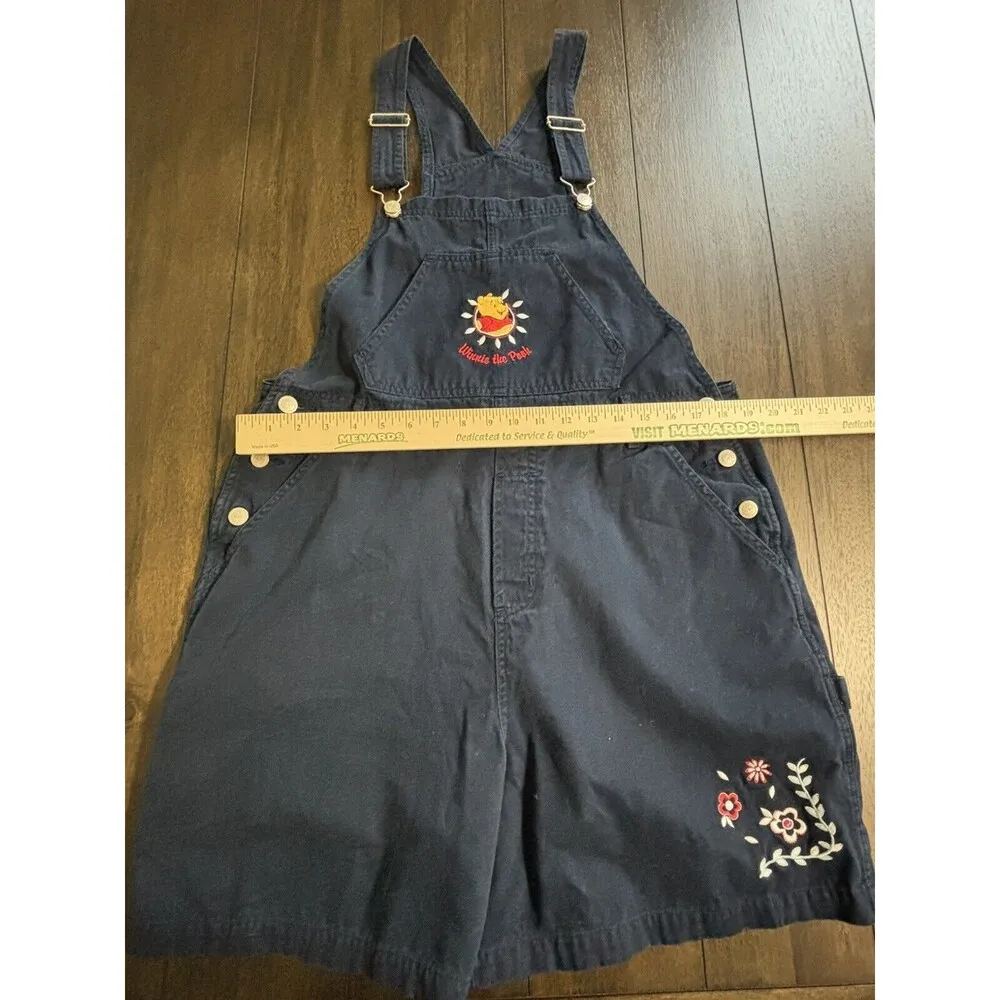 Vintage 90's Disney Winnie the Pooh Navy short overalls Size XL 100% cotton - Image 3