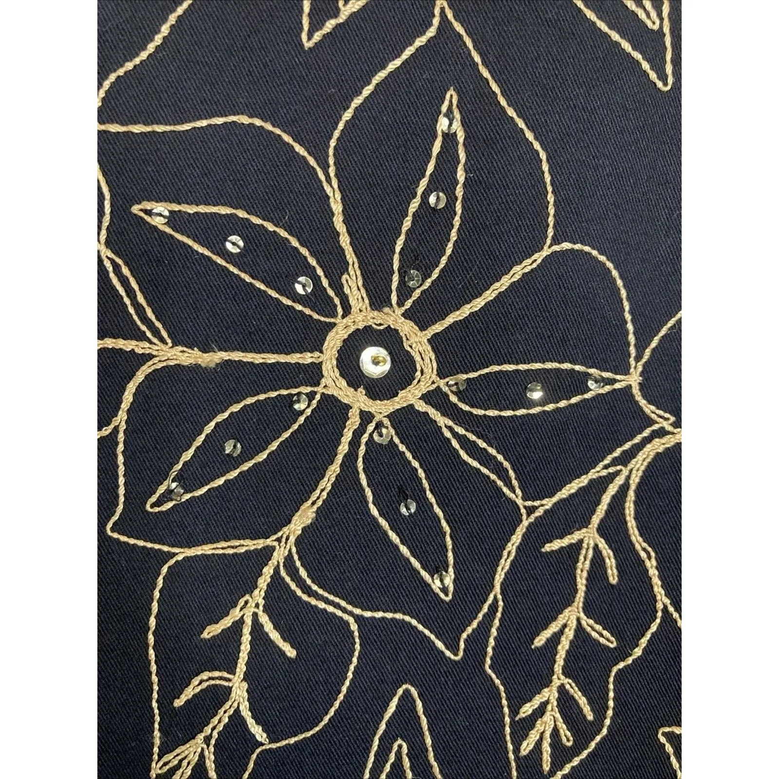 VTG Y2K New Direction Jacket M Floral Embroidered Black Gold Artsy Cottagecore - Image 7