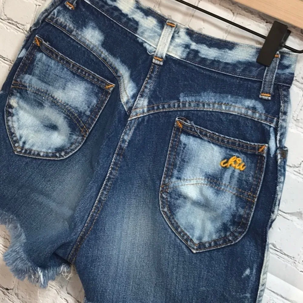Vintage Denim Shorts Hand bleached Short 1990’s Size 10 - Image 2