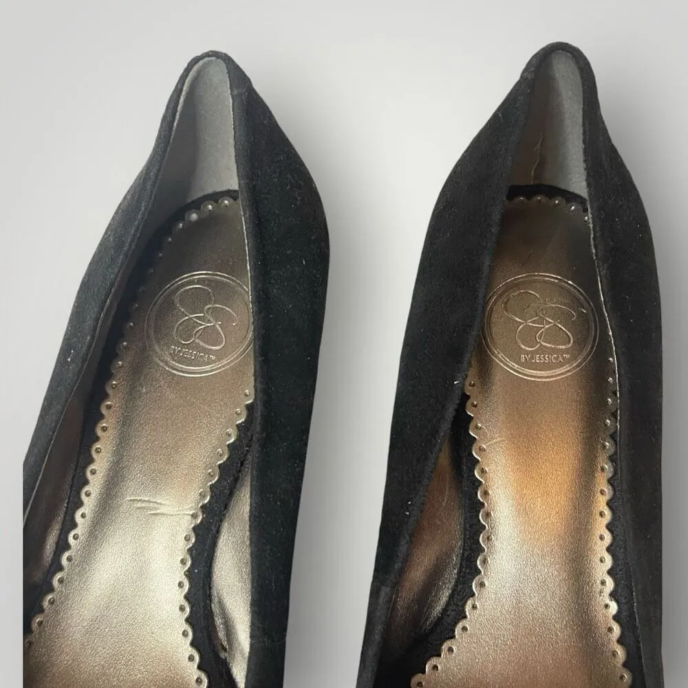 JESSICA SIMPSON Black Velour Wedge w/ Rhinestones‎ Gems, Size 9 - Image 6