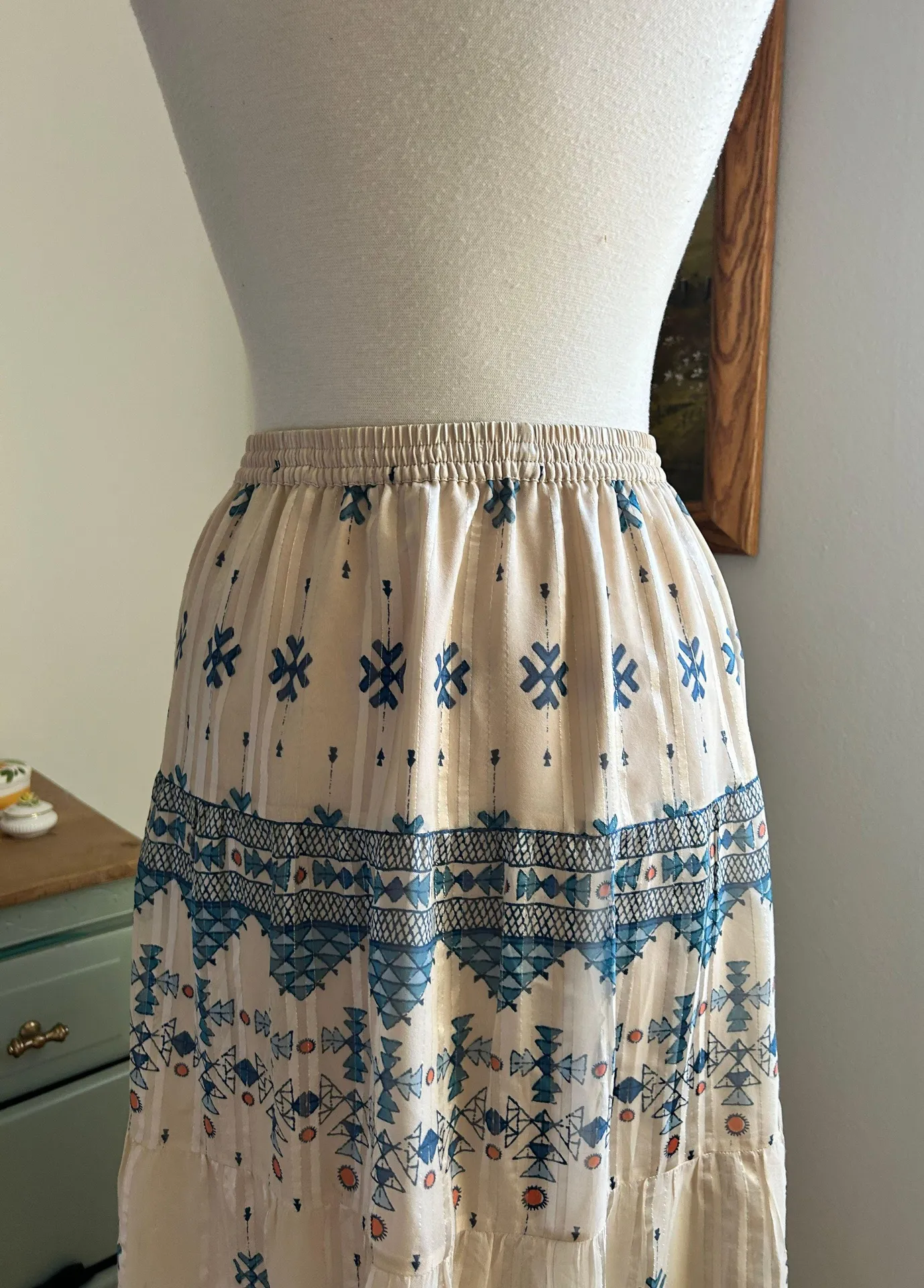 High Waisted Bohemian Silk Maxi Skirt - Image 8