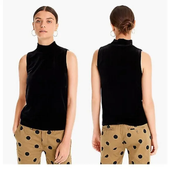 J. Crew black velvet mock neck top - Image 2