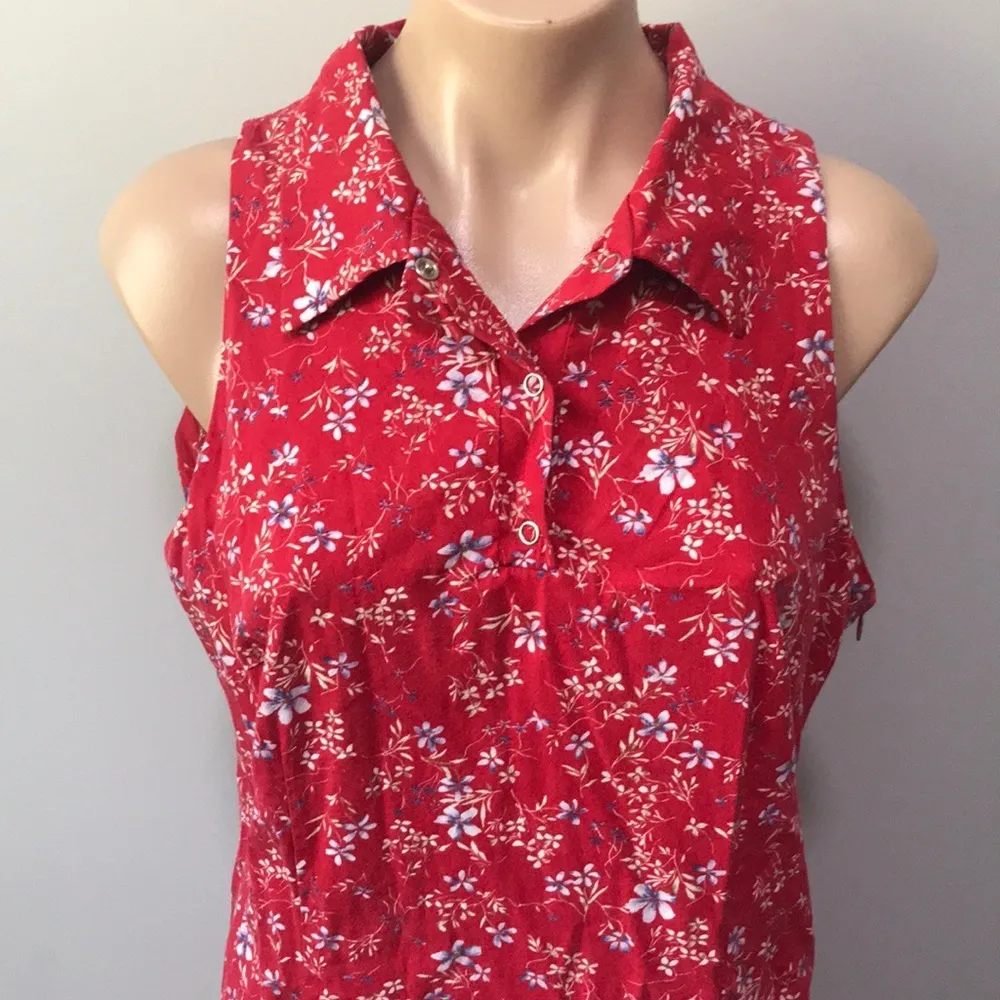 CDC Collared Dress Red White Blue 90s y2k Size 12 - Image 2