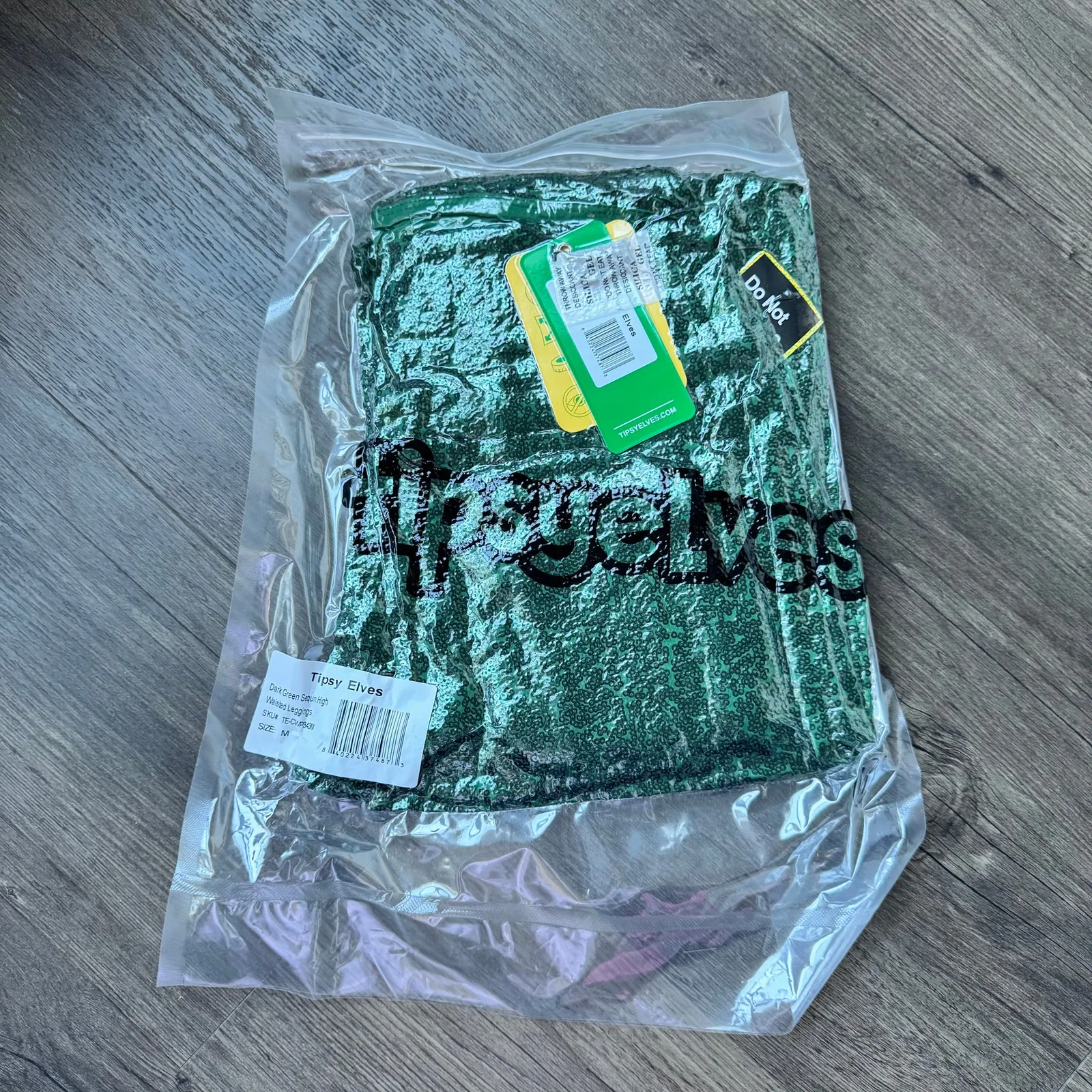 NWOT Tipsy Elves Green Sequin High Waisted Leggings Womens Size M Super Stretch - Image 4