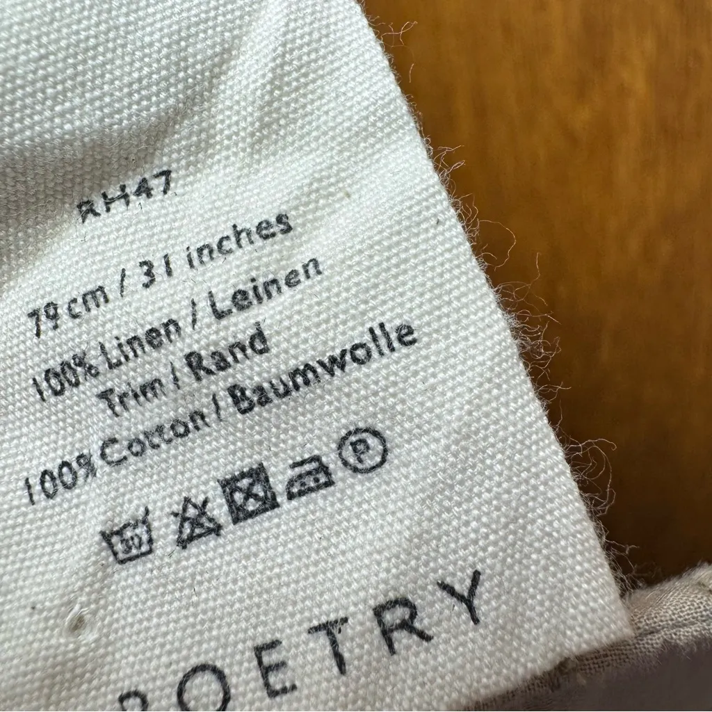 Poetry High-Twist Linen Straight Leg Trousers Pants Grey Khaki US 12 $188 - Image 12