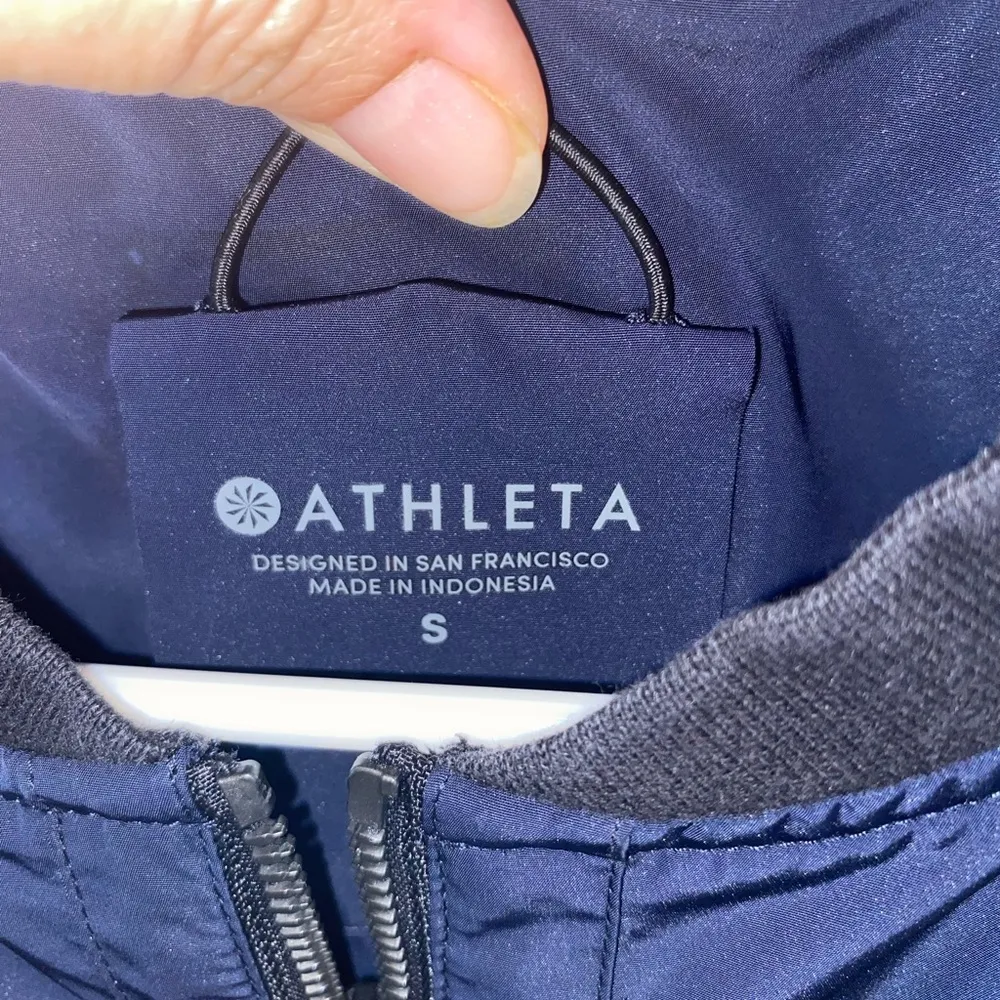 Athleta Activewear lightweight blue Black Bomber Jacket zip dri fit Athleisure - Image 9