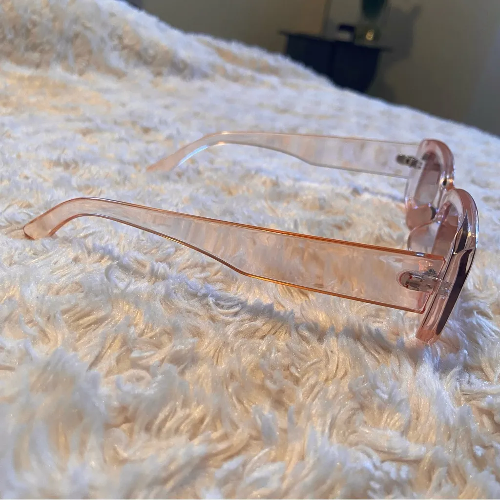 Slim Oval Sunglasses Retro 90s Like New Peach Pastel Orange - Image 3