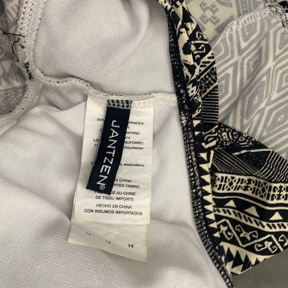 Jantzen Geometric Print Tankini black cream women sz 14 - Image 5