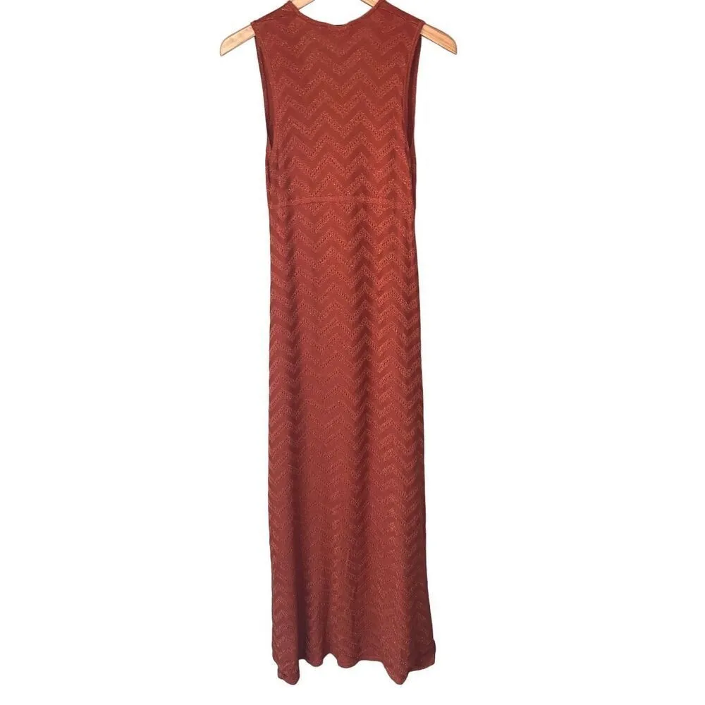 ZARA Rust Orange Metallic Maxi Dress - Image 5