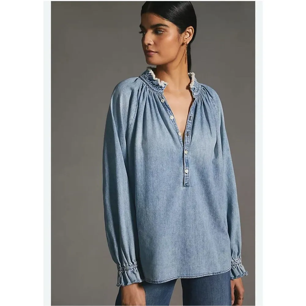 Citizens of Humanity Iris Denim Long Sleeves Blouse - Image 2
