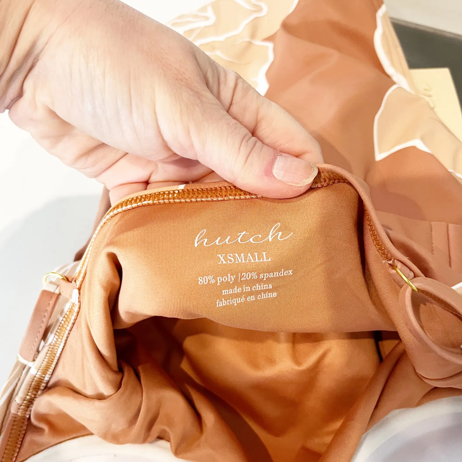 Hutch Underwire Belted Floral One Piece Swimsuit Bathing Suit Hazel Tan XS - Image 2