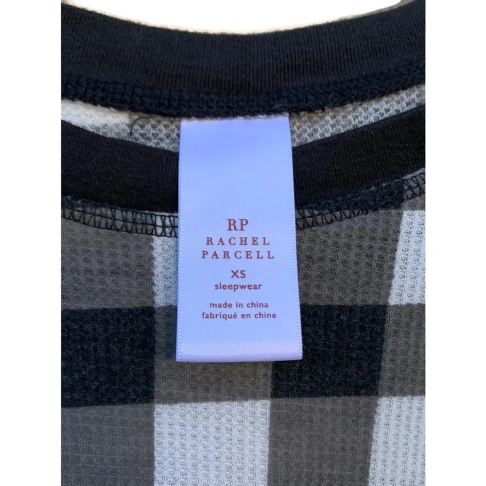 RP Black and White Buffalo Plaid Crewneck Thermal Pajama Shirt XS - Image 4