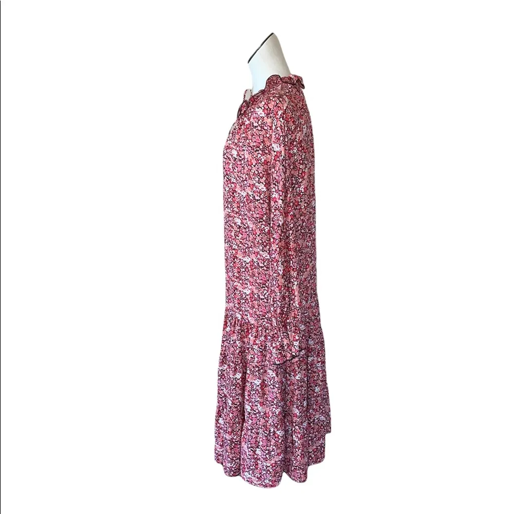 NWT O.P.T. X Anthropologie Floral Poppy Ruffle Tired Bohemian Midi Dress Red - Image 8