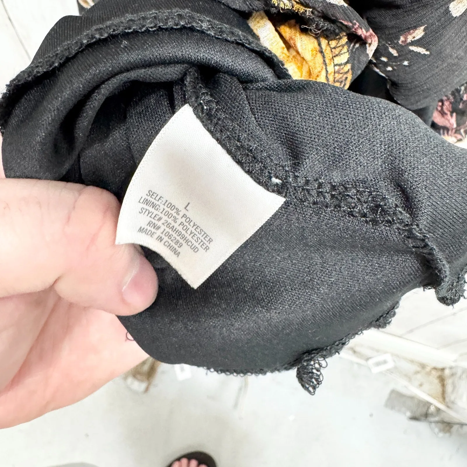 Blue Rain Dress Women Size Large Floral Ruffle Smocked Long Sleeve Swing Mini - Image 6