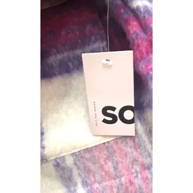 SO Cropped Plaid Jacket XL Pink Purple Oversized Cabin core Ski Resort Cozy Cute - Image 8