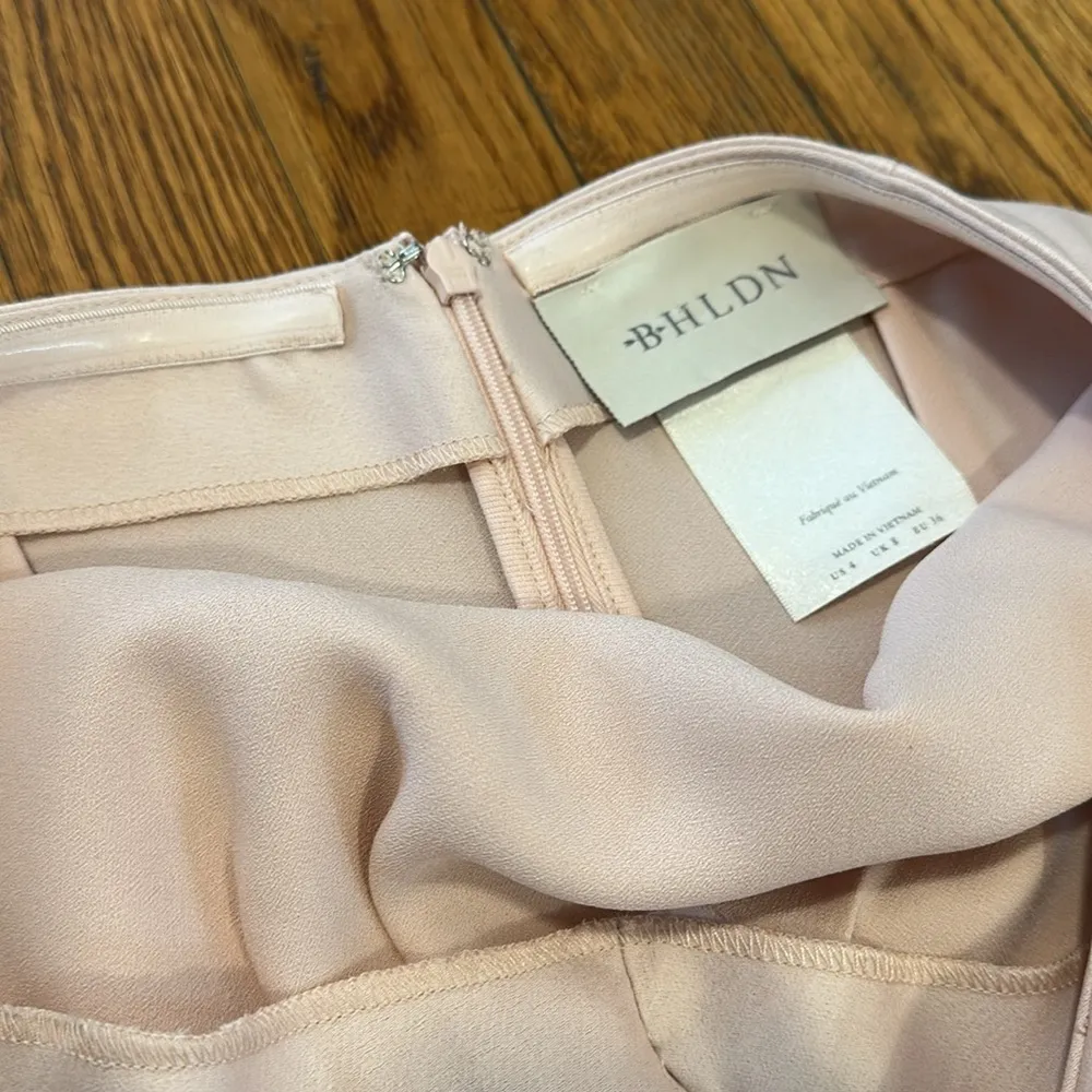 BHLDN Ruby twist halter satin maxi gown dress blush pale pink - Image 3