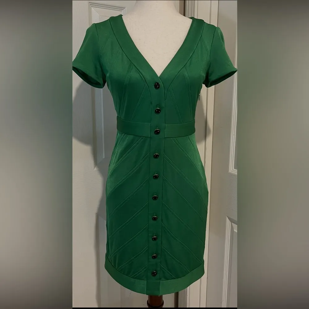 Ali Ro Emerald Green Button Sise Zip Bodycon St. Patrick’s Day Size 4 - Image 2