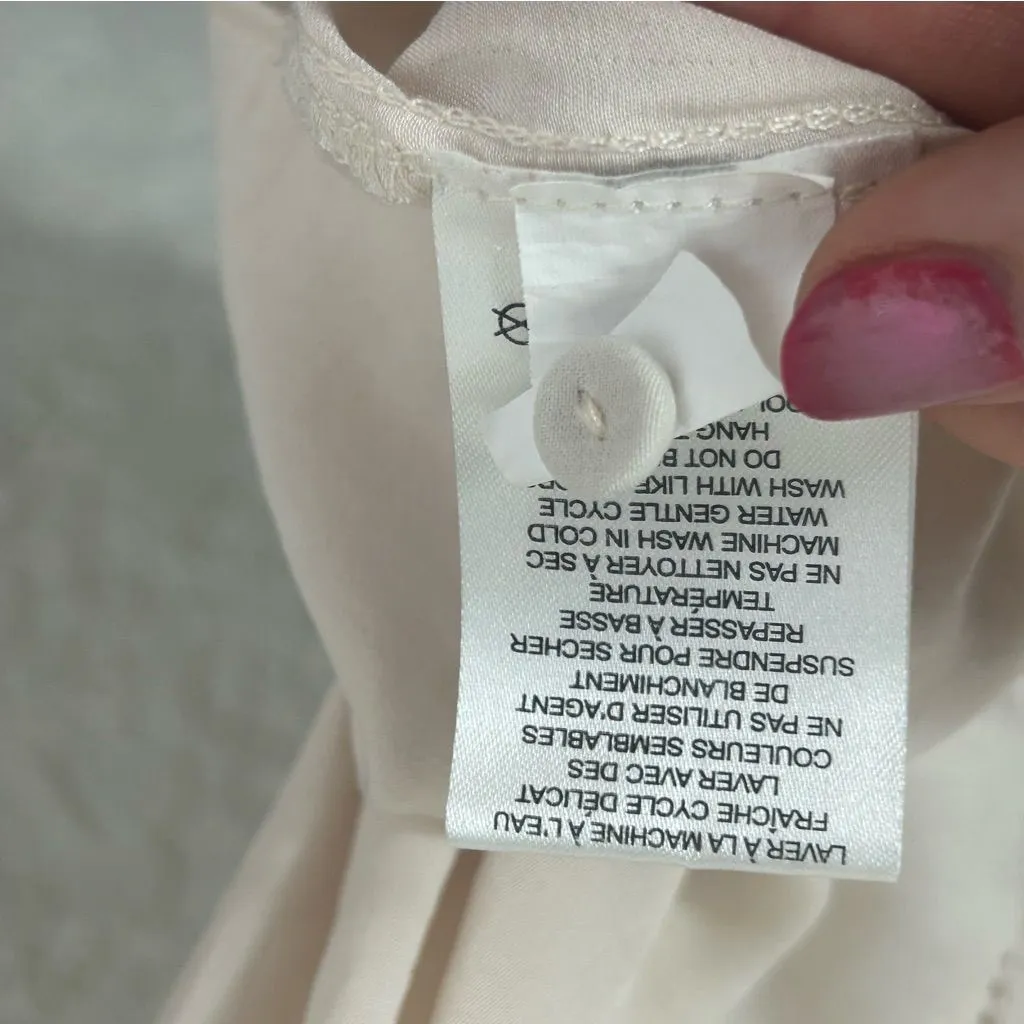 JOIE Satiny Button Front Ruffle Short Sleeve Blouse Size M - Image 7