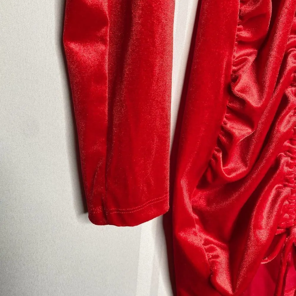 Wild Fable Velvet Long Sleeve Cinched Mini Bodycon Dress Medium Ruched Holidays - Image 6