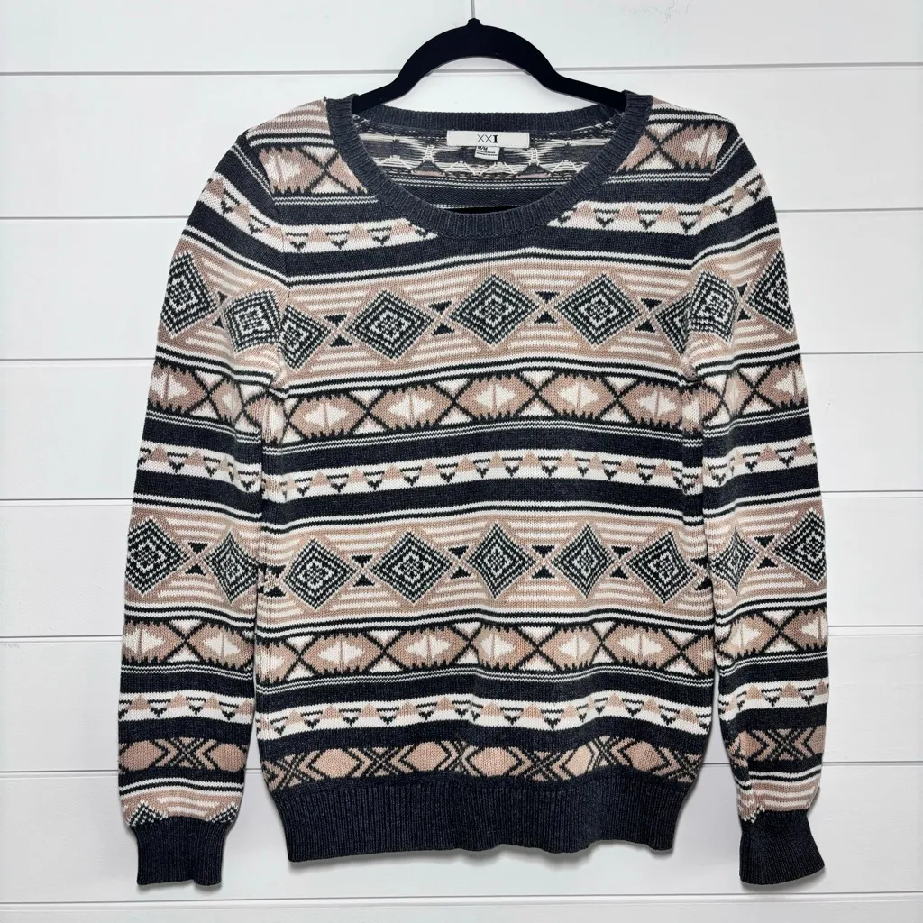 XXI‎ Forever 21 Vintage Aztec Pullover sweater Size M - Image 4