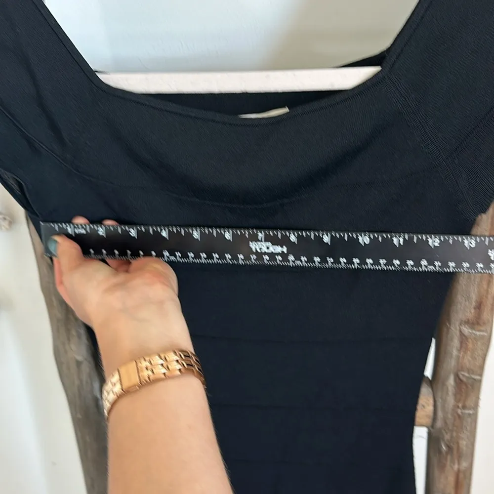 ribbed texture black bodycon mini dress/ size XS - Image 6