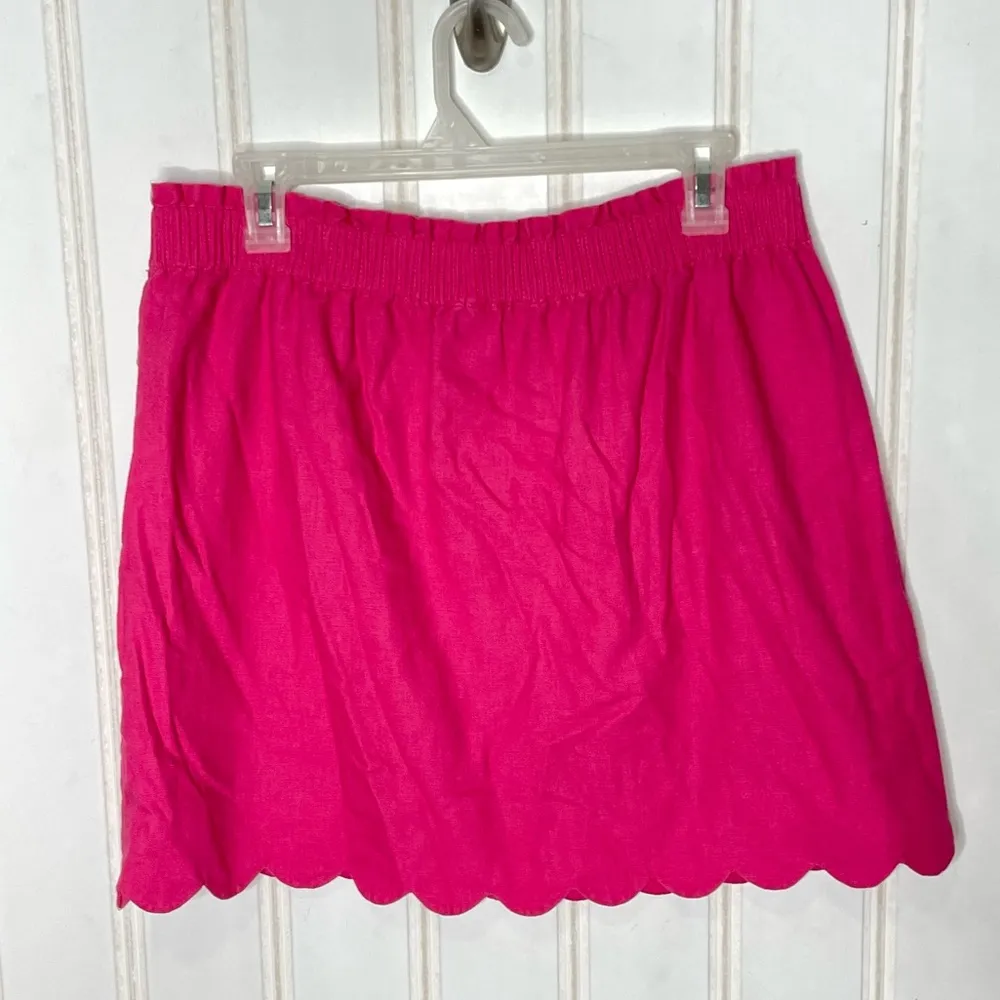 J. Crew Linen Skirt Pink Scalloped Mini Sz 12 899 - Image 4