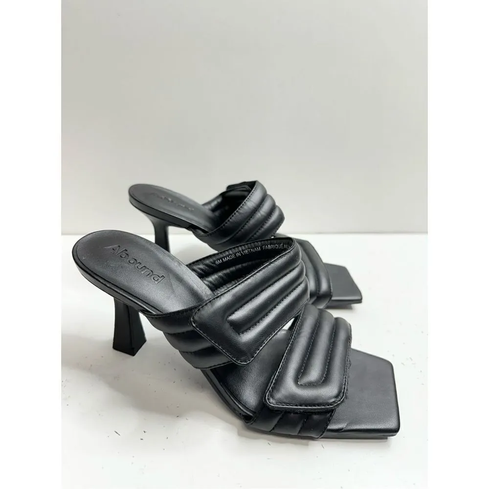 Abound Sandals Size 6 Black Qarly Open Square Toe Slip On Heels‎ - Image 3