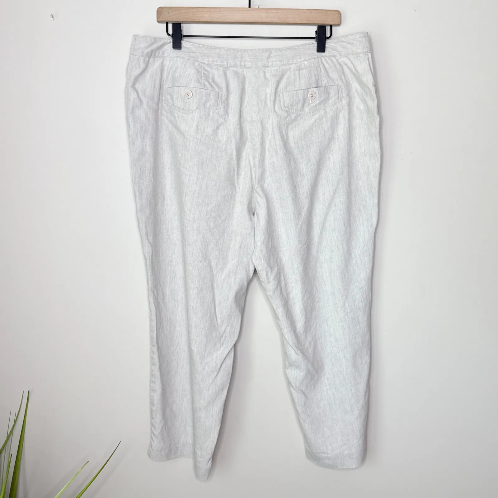 J.Jill Genuine Fit‎ Stretch Linen Ankle Pants Size 18 Beige Summer Resort Beach - Image 7