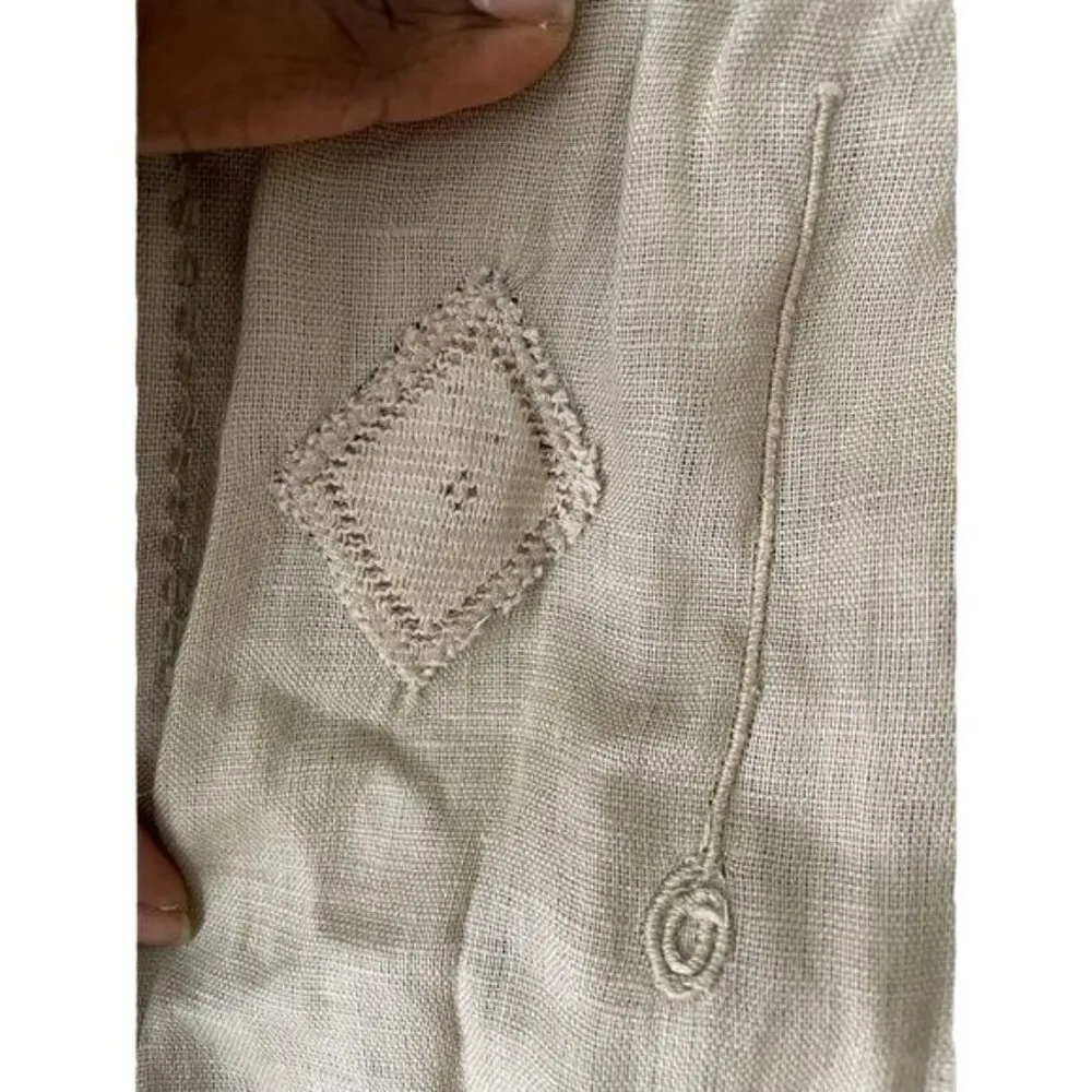 Twin Set Simona Barbieri Linen Dress Spaghetti Strap Beaded Accent Sz L Smocked Size L - Image 9