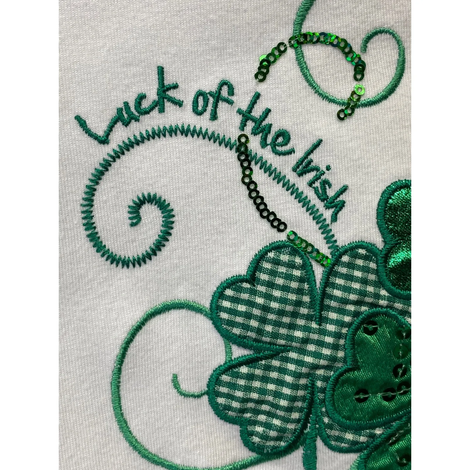 Breckenridge White Shamrock Graphic Tee St Patricks Day Lucky Vintage L - Image 5