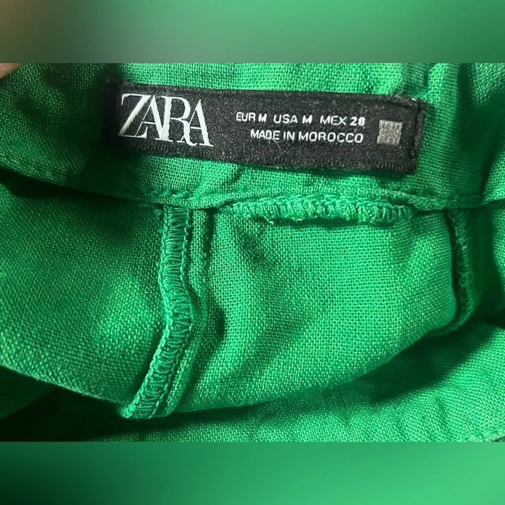 ZARA  Linen Blend Skirt Green Size M - Image 3