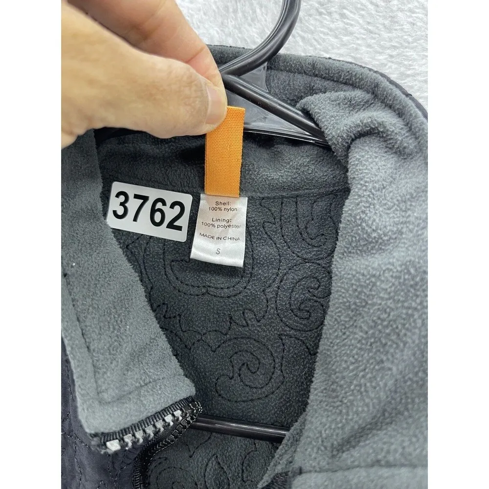 Lucy Women's Vest Black Quilted Full Zip Size Small Lined Fleece - Image 3