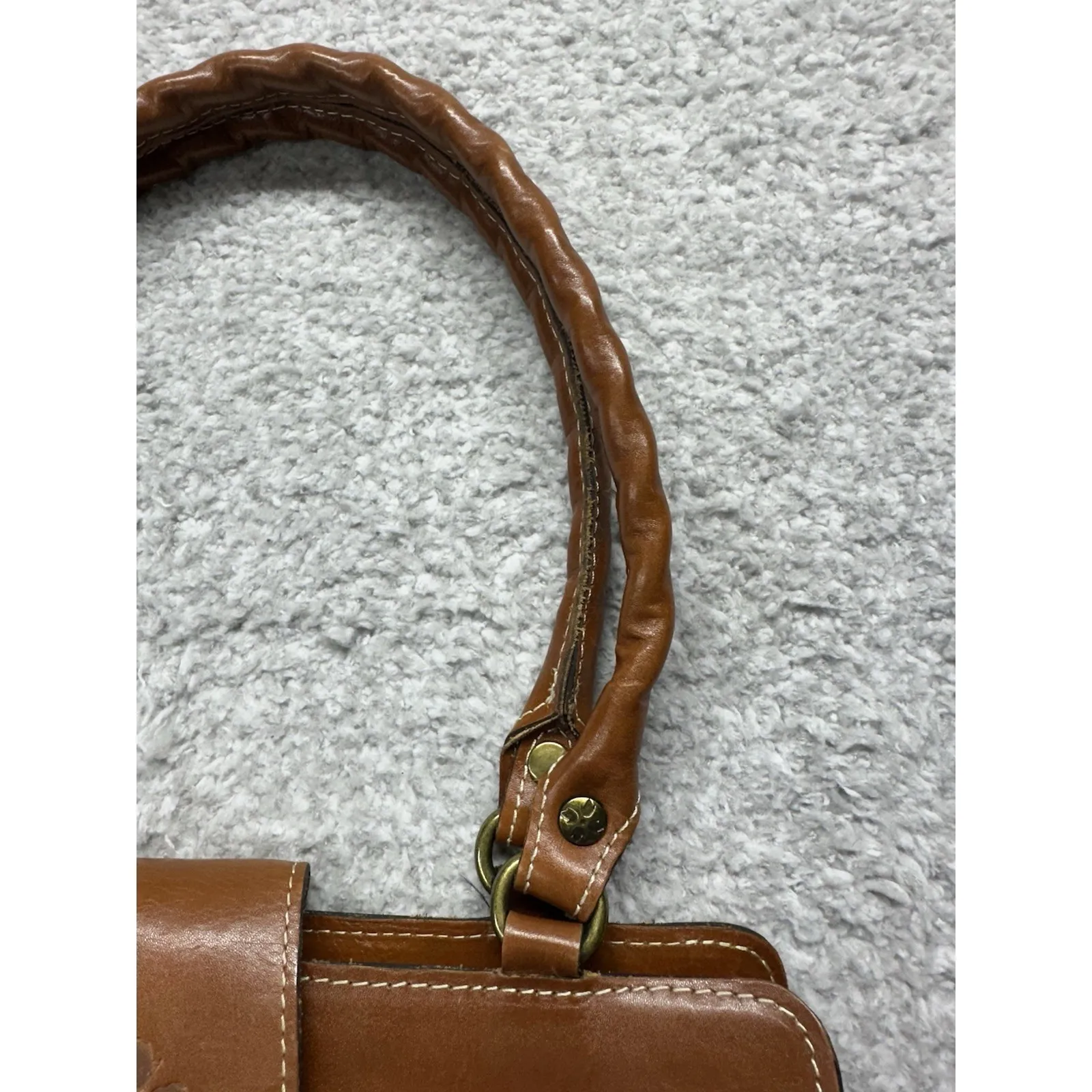 Patricia Nash Heritage Rienzo Tan Leather Tab Top Shoulder Bag Purse Clean - Image 16