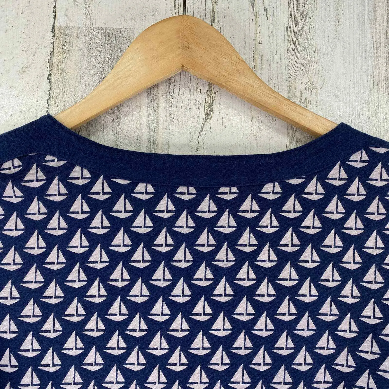 Tommy Hilfiger Shirt Womens Small Blue Tan Nautical Sail Boat Neck Cotton Modal - Image 5