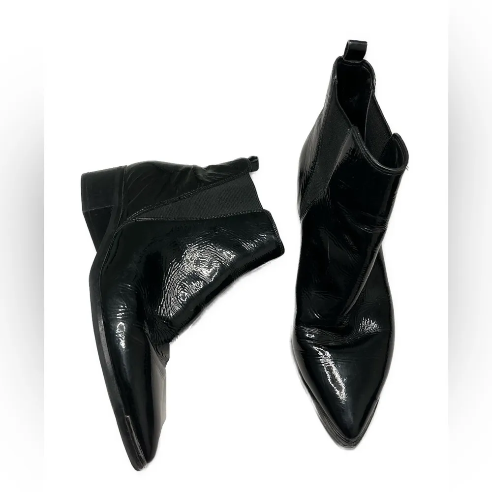 Marc Fisher  Black Patent Leather Yale Pointy Toe Ankle Boots Sz 9M - Image 14