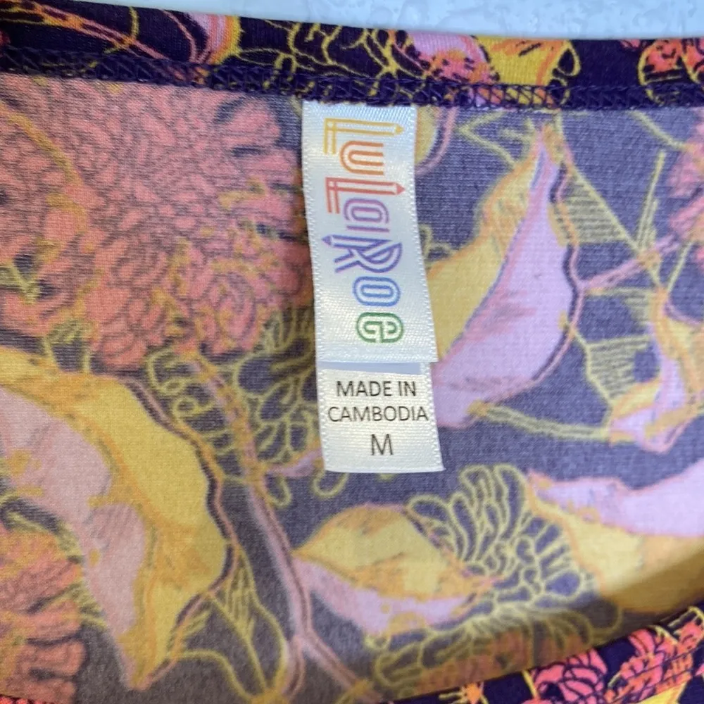 LuLaRoe Julia Floral Knee Length Knit Dress Mid Length Sleeves EUC Sz M Stretch - Image 4