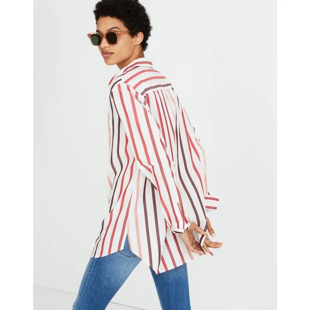 Madewell Women's XS Striped Button-Up Shirt Long Sleeve Casual Relaxed Fit‎ - Image 2