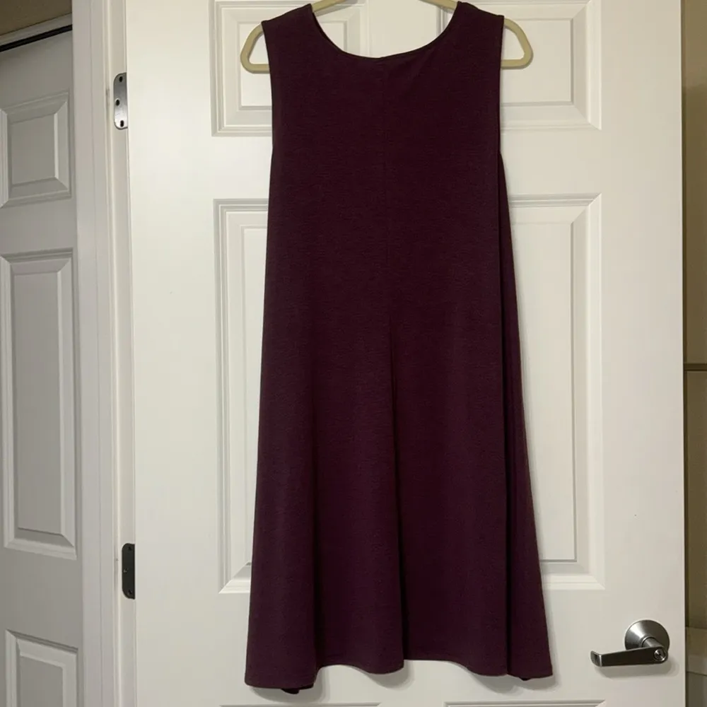 Plum Sleeveless Crew Neck Dress With Pockets Purple Size XL - Image 3
