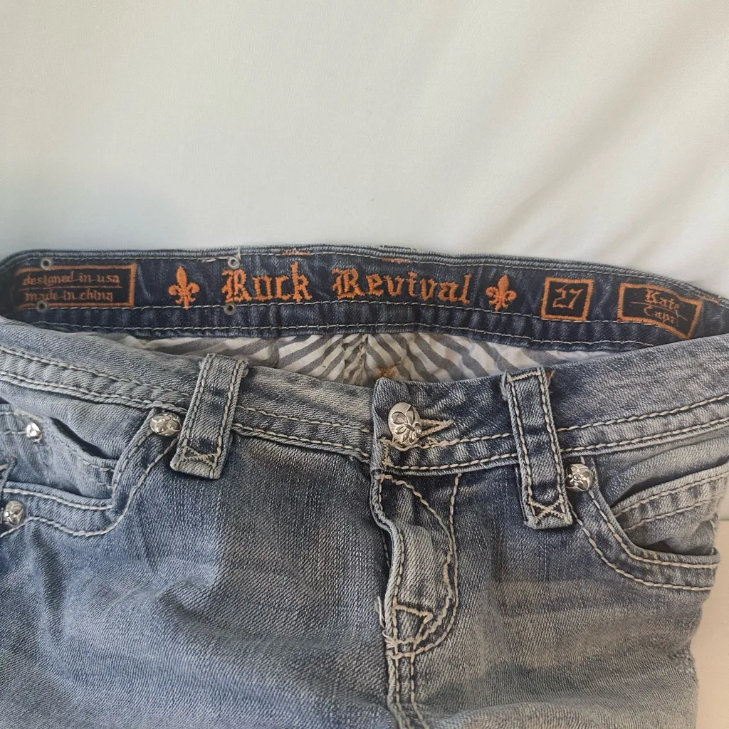 Rock Revival Cropped Embellished Cropped Jeans size 27 Kate Capri Y2K - Image 5