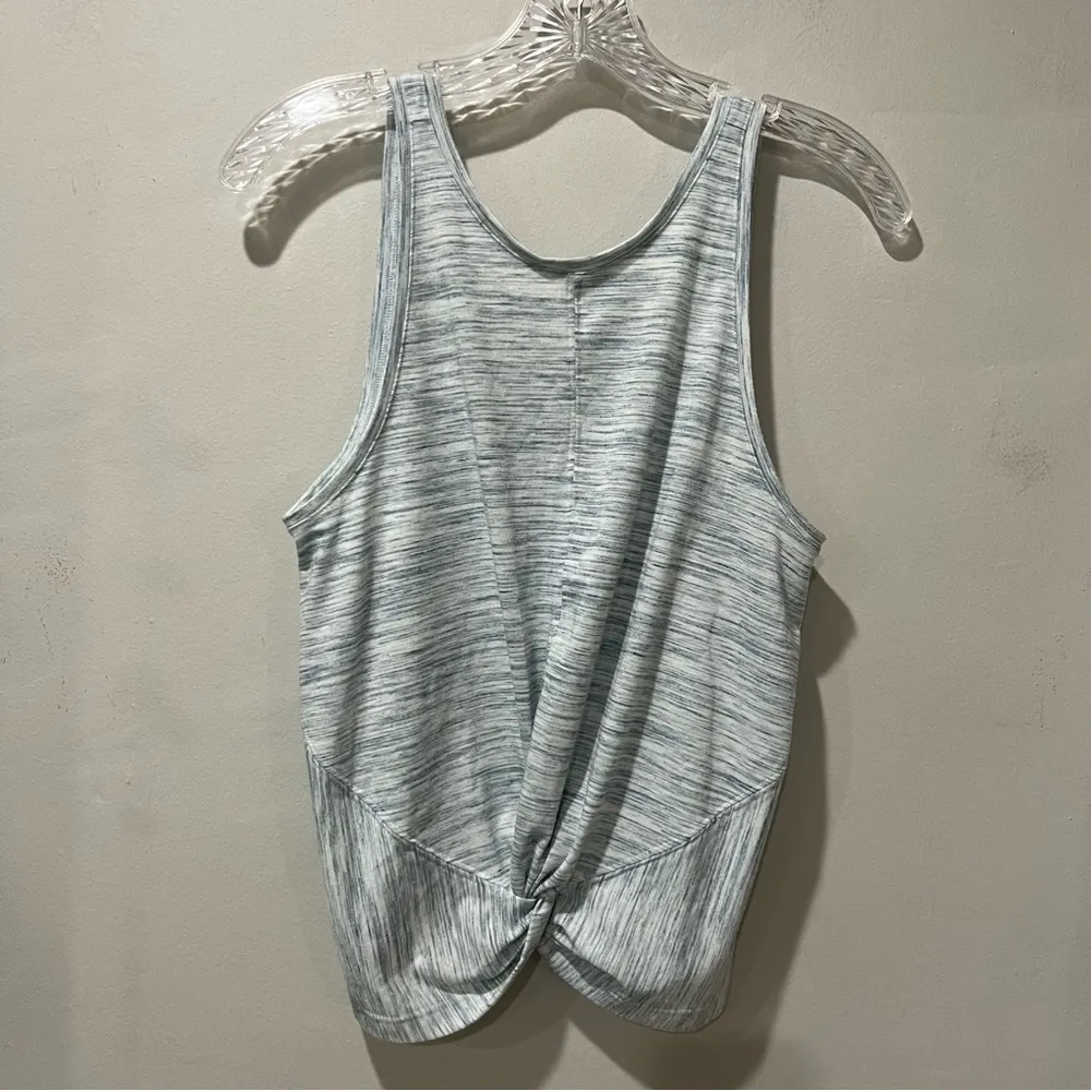 Athleta Essence Twist Front Athletic Tank Top Size Medium Spacedye Blue Heather - Image 4