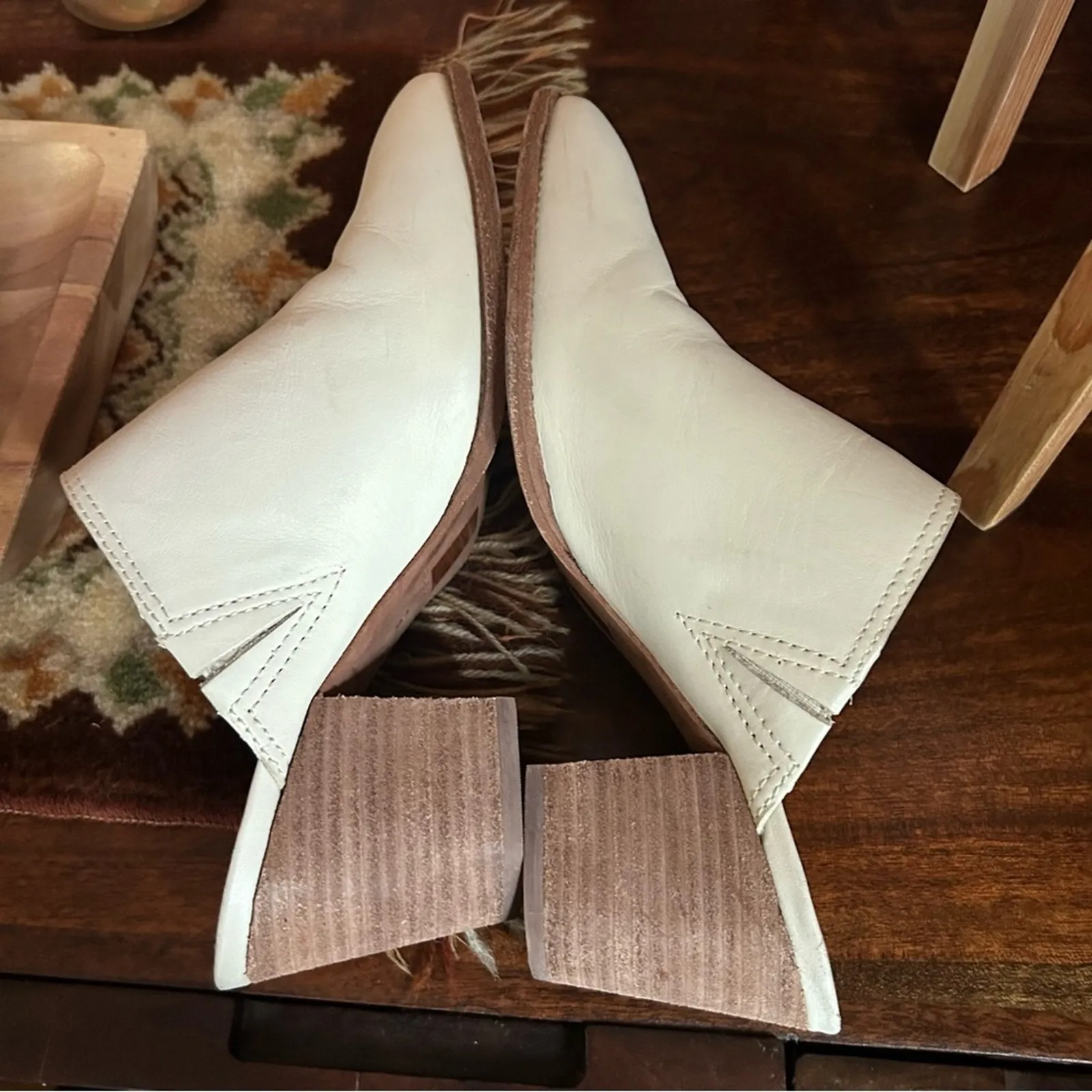 Madewell The Harper Mule Block Heel Slip On Shoes Cream‎ White Leather Size 9 - Image 7