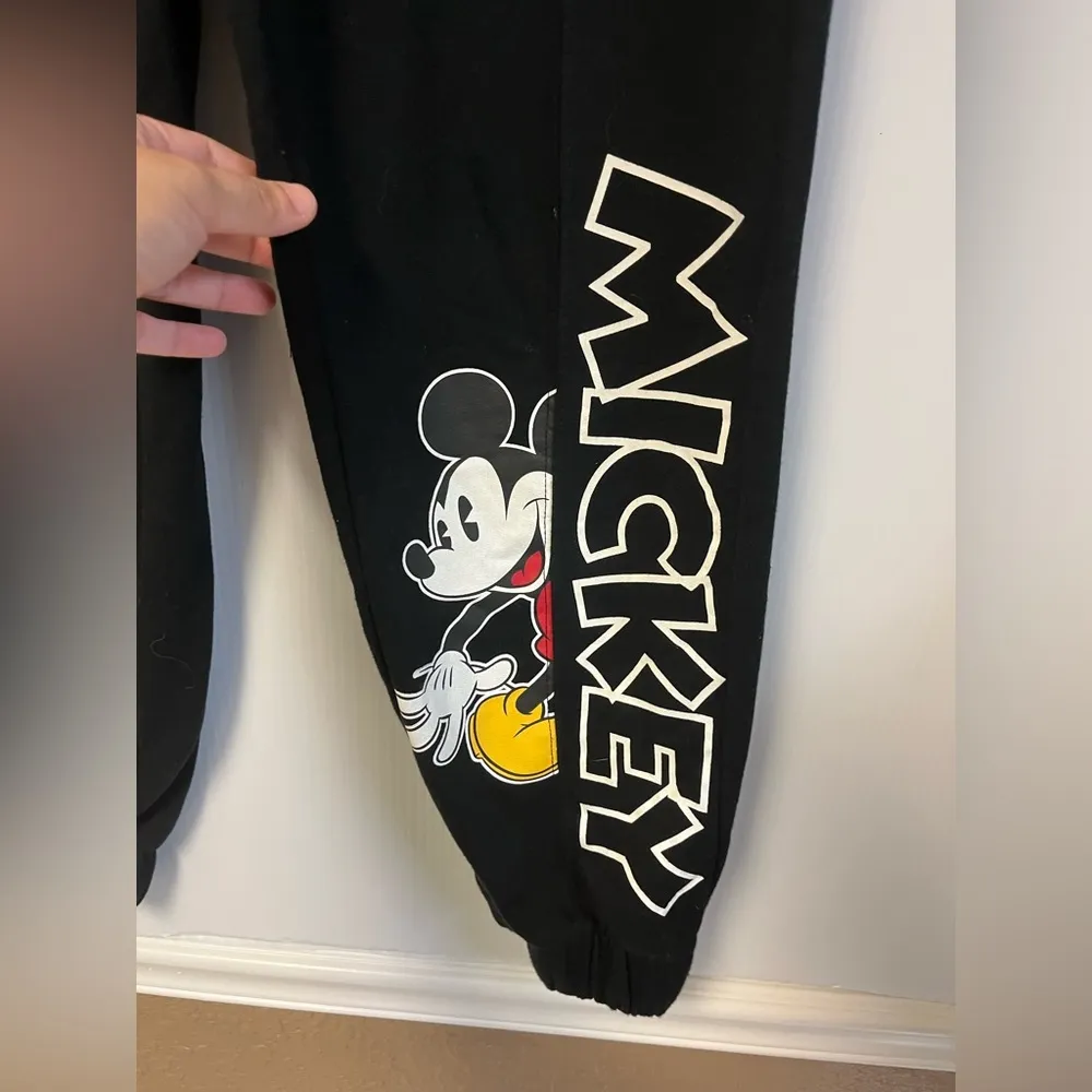 Disney Mickey Mouse Jogger Sweatpants – Black with Bold Graphic | Size M | EUC - Image 3