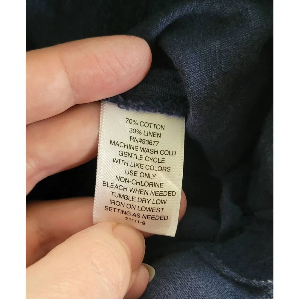 Liz Claiborne Navy Wide Leg Cropped Cotton Linen Pants Sz XXL - Image 4