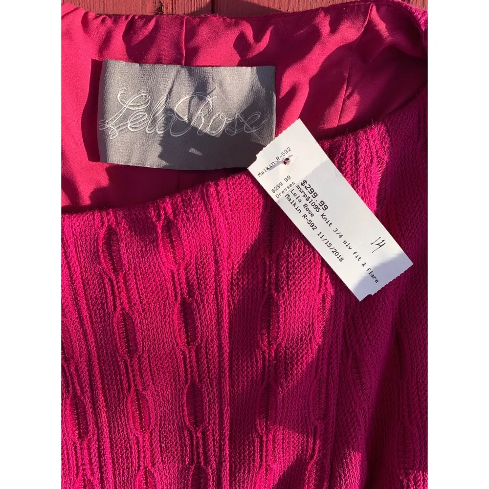 Lela Rose Knit Fit and Flare Jacquard Knit Dress Hot Pink New NWT $1095 - Image 6