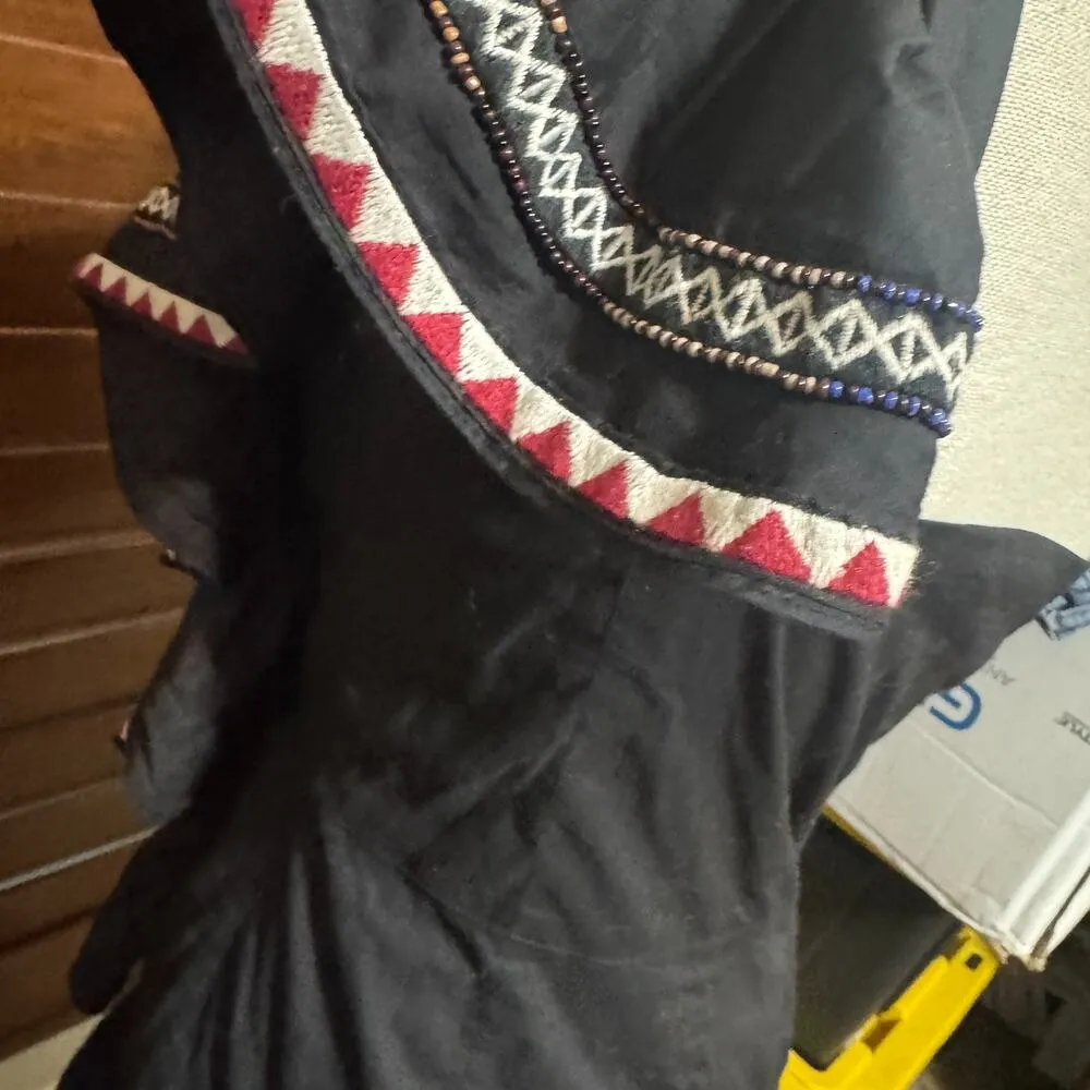 Love Shack Fancy Black 100% Cotton One Shoulder Ruffle Dress sz 2 Mexican Fiesta - Image 5